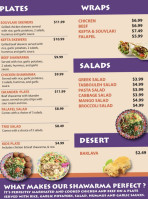 Sultans Mediterranean Grill menu