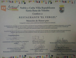 El Vergel Y Piqueteadero menu