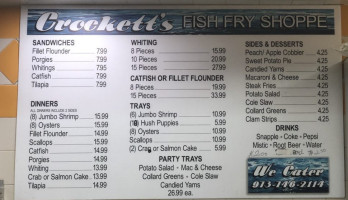 Crokett's Fish Fry Shoppe menu