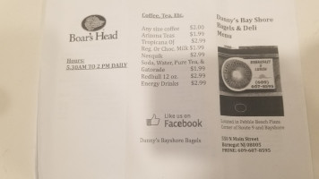 Bayshore Bagels menu