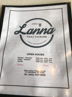 Lanna Thai Cuisine menu