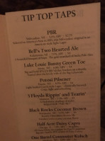 Tip Top Tavern menu