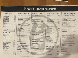 Samurai Sushi menu