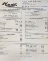 Nana's New York Hot Dog Shop menu