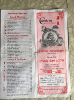 Canton Chinese menu