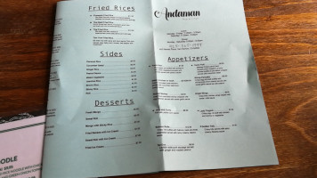 Andaman Thai menu