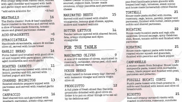 La Stella Trattoria menu