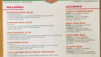 Pola Poke Bowls menu