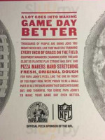 Papa Johns Pizza menu