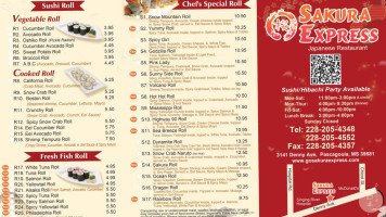 Sakura Express menu