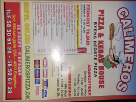 Calimeros Pizza menu