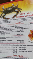 Billy's Oyster Bar menu