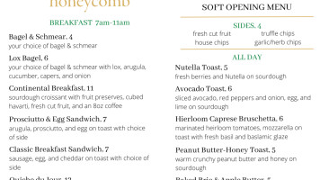 Honeycomb Bread Bakers menu