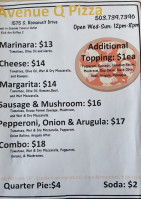 A&b Pizza menu