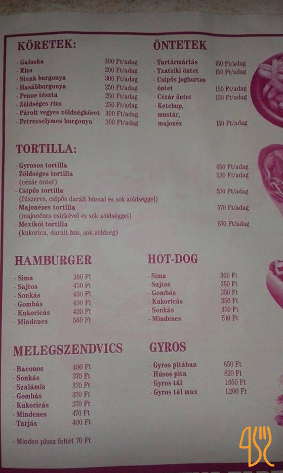 Atlantisz Pizzeria Étlap