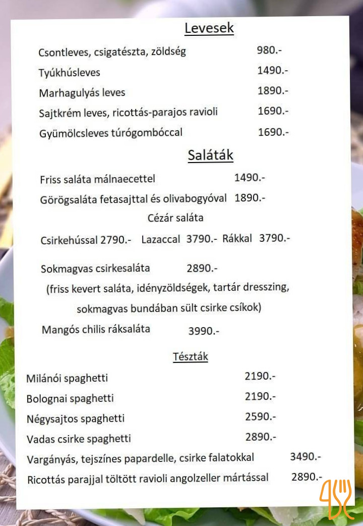 Szablya Etterem Étlap