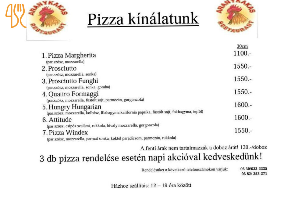 Aranykakas Vendeglo Étlap