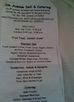 5th Avenue Deli Catering Co menu