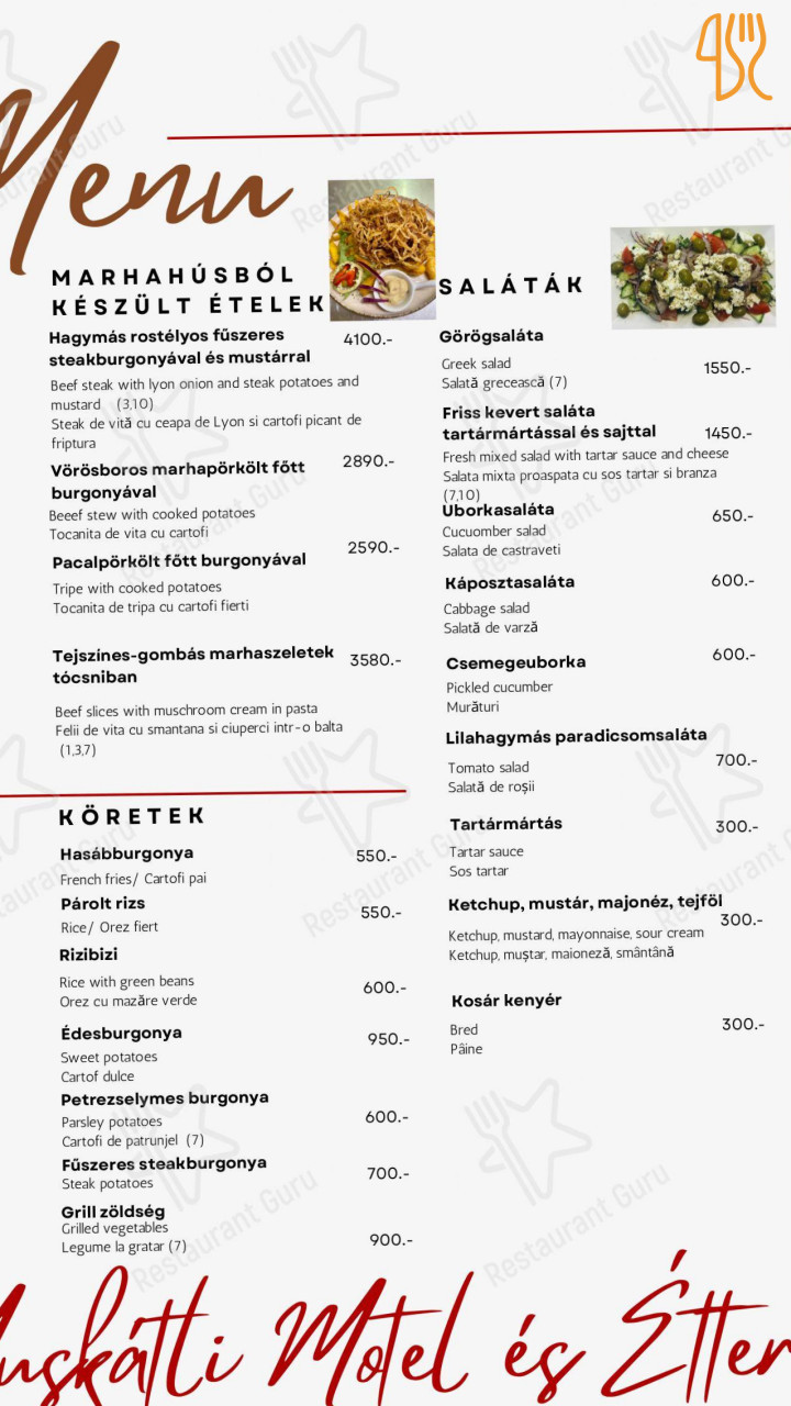 Muskatli Es Etterem Étlap