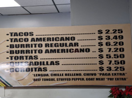 Tixteco Mexican menu