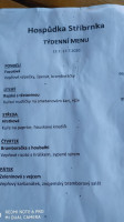 Restaurace Stribrnka menu