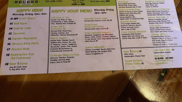 Recess Beer Garden menu