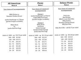 Bbq On Wheels menu