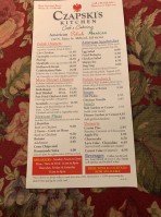 Czapski's Kitchen Cafe Catering menu