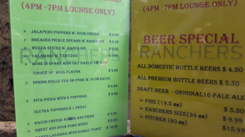 Ranchers Sports Bar & Grill Ltd menu