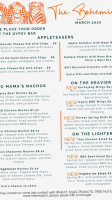 The Bohemian Kingsport menu