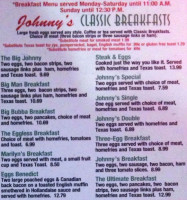 Rockin Johnny's Diner menu