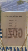 Gözleme Evi menu