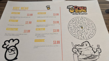 Crazy Eggs Restaurant menu