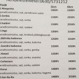 Karibi Pizzéria Étlap