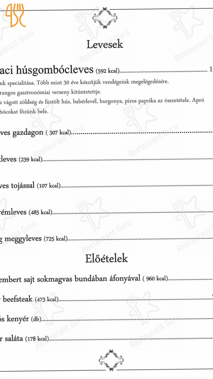 Corso Étterem és Söröző Étlap