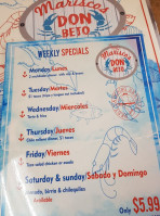 Mariscos Don Beto menu