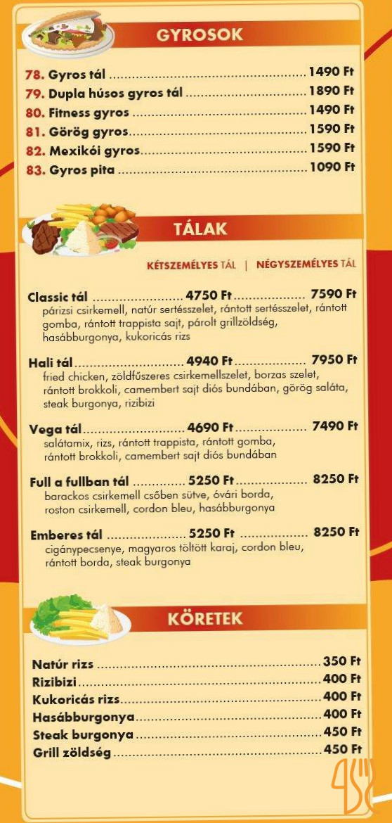 Hali-bár és Pizzéria étterem Étlap