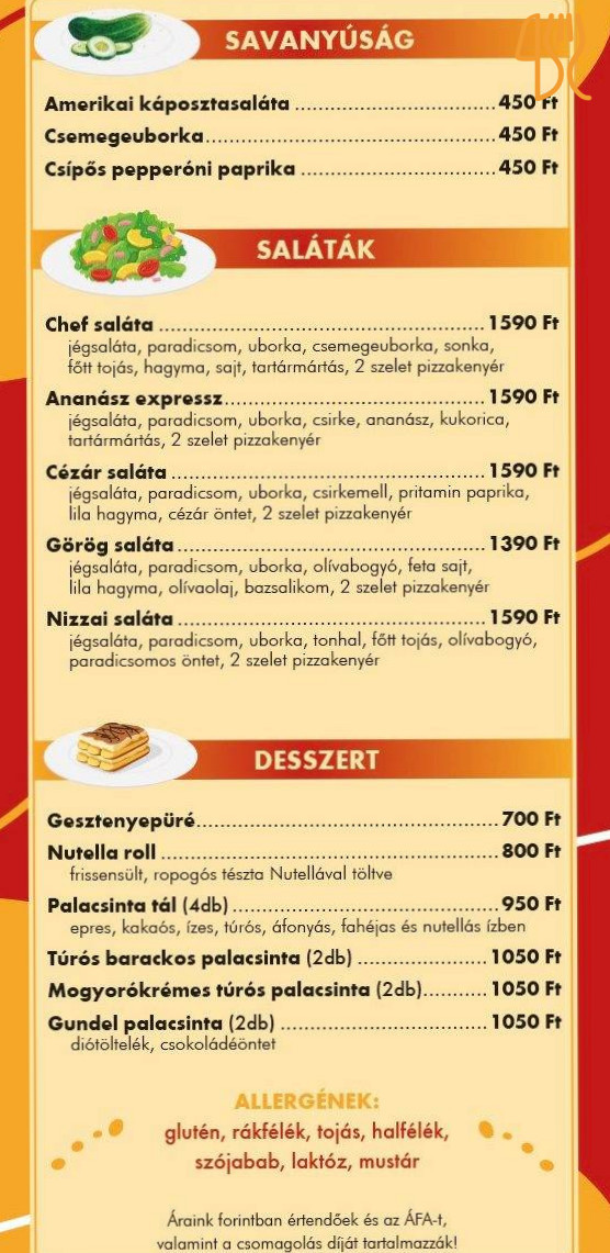Hali-bár és Pizzéria étterem Étlap
