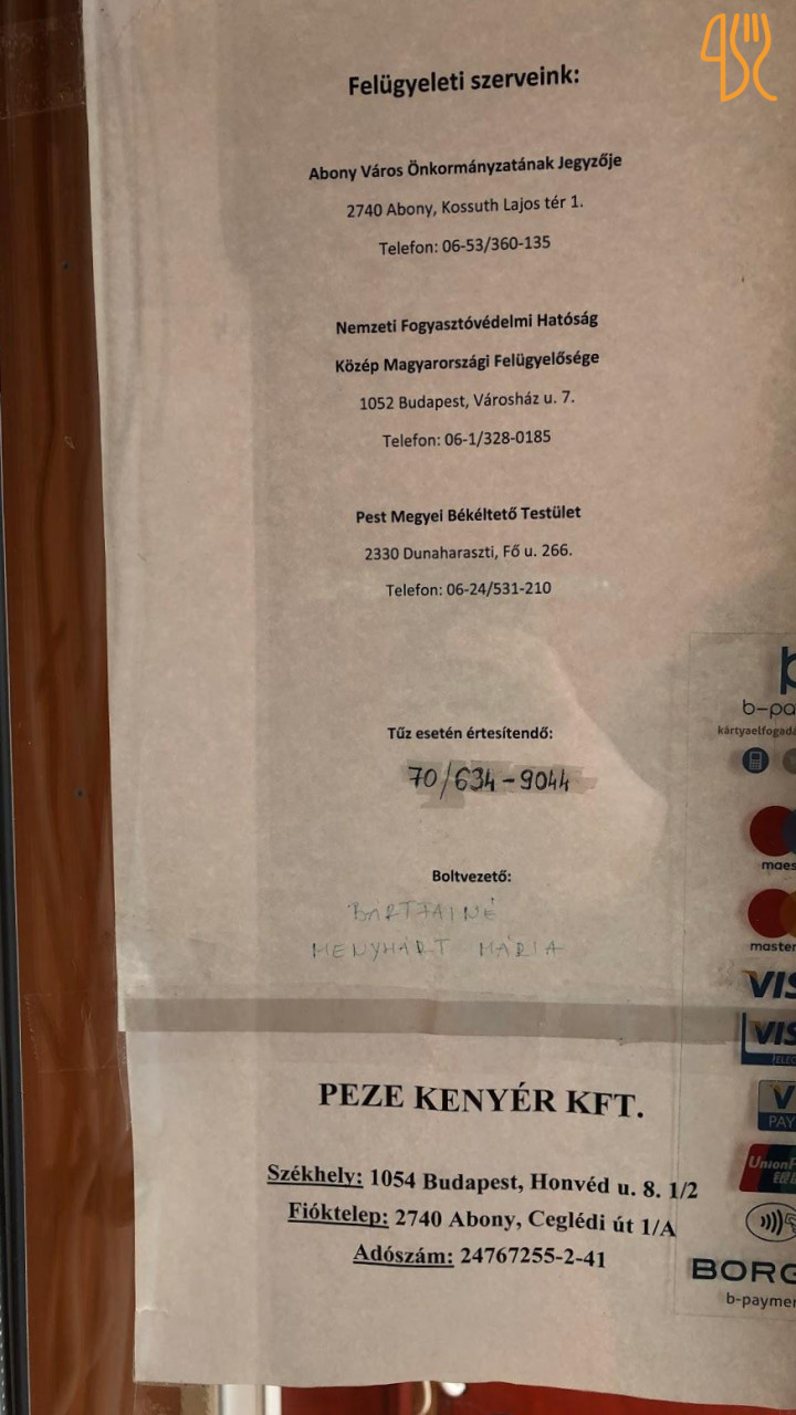 Peze Pékség Étlap