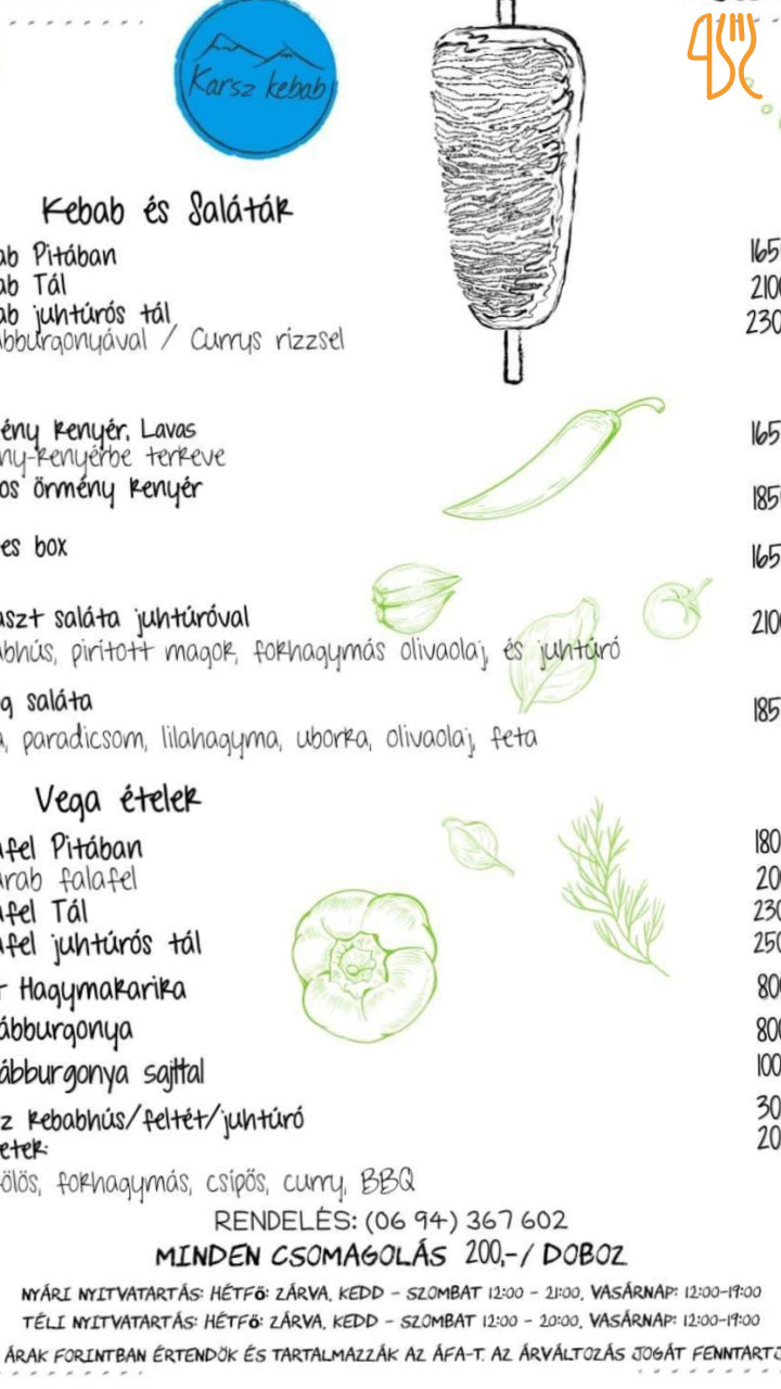 Biego's Pizza Karsz Kebab Étlap