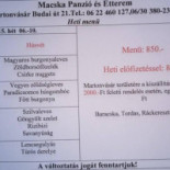 Macska Panzió Étterem Étlap