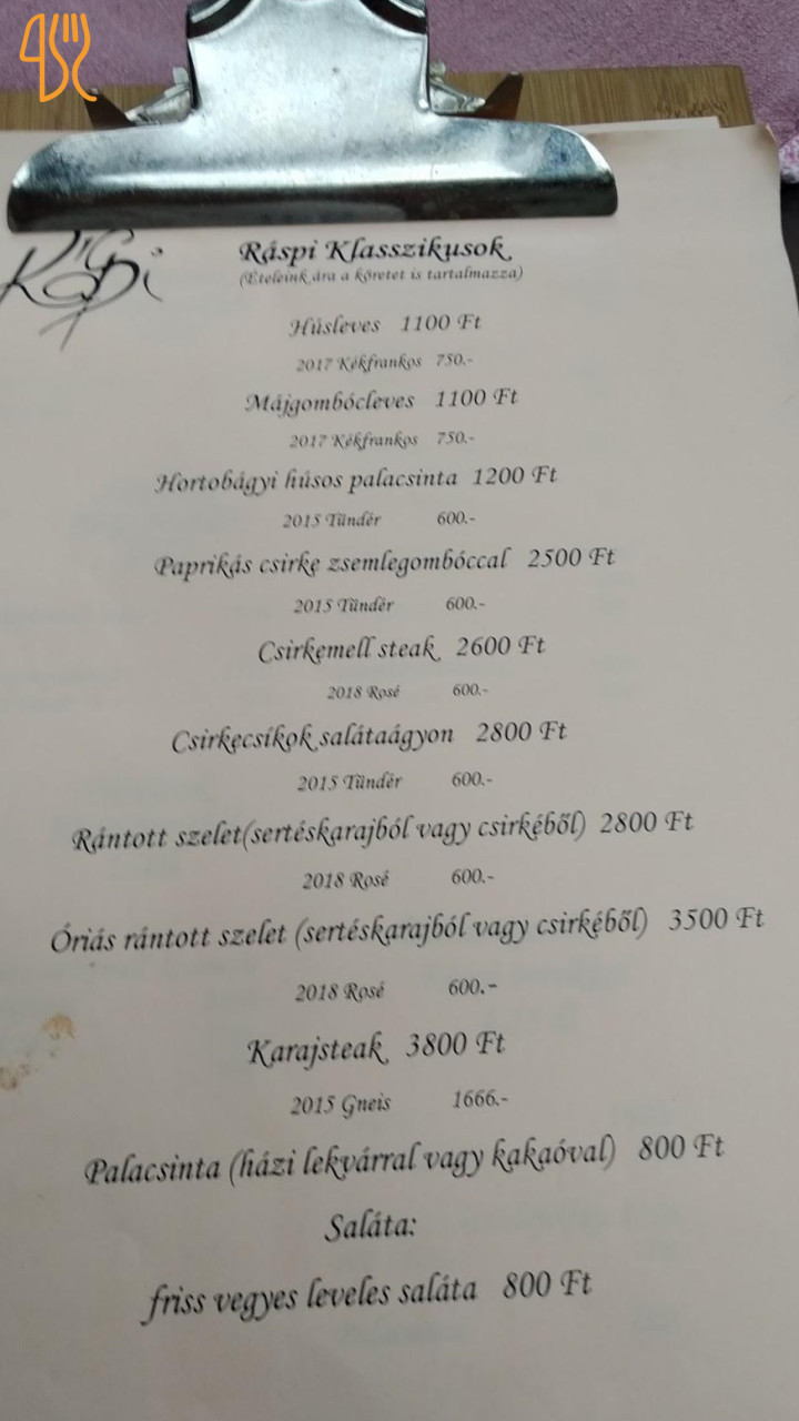 Ráspi Kft. Étlap