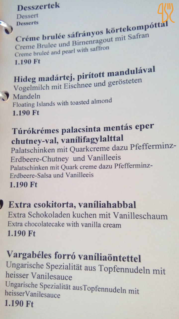 Aranypatkó Étlap