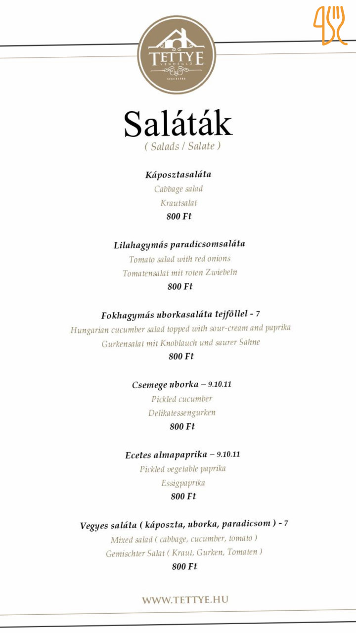 Tettye Vendéglő Bent