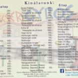 Ecseri Gyros Büfé Étlap