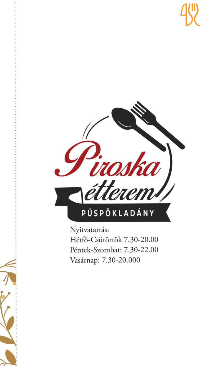 Piroska Étterem Püspökladány Étlap