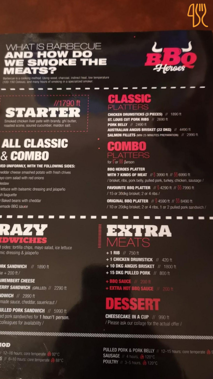 Bbq Heroes Étlap