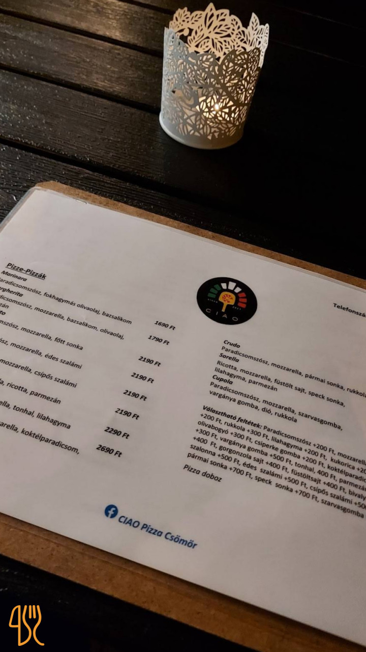 Ciao Pizza Étlap