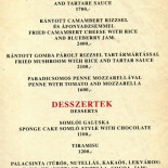 Arizona Steak House Étlap