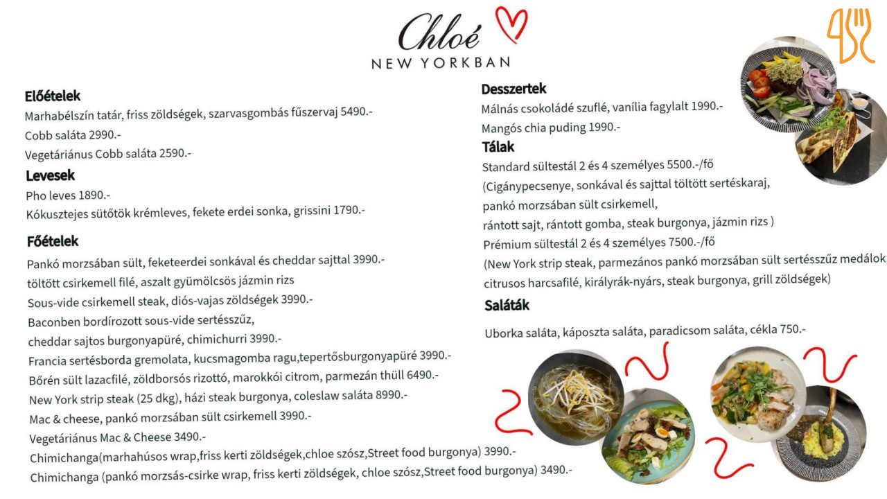 Chloe New Yorkban Étlap
